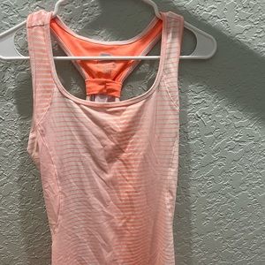Womens orange and white striped tennis tank top